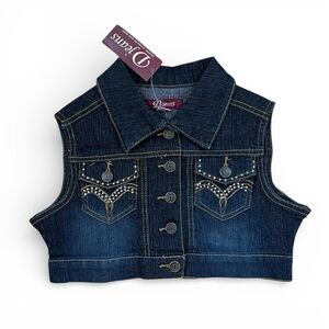Y2K Deadstock DJeans Rhinestone Cropped Denim Vest
